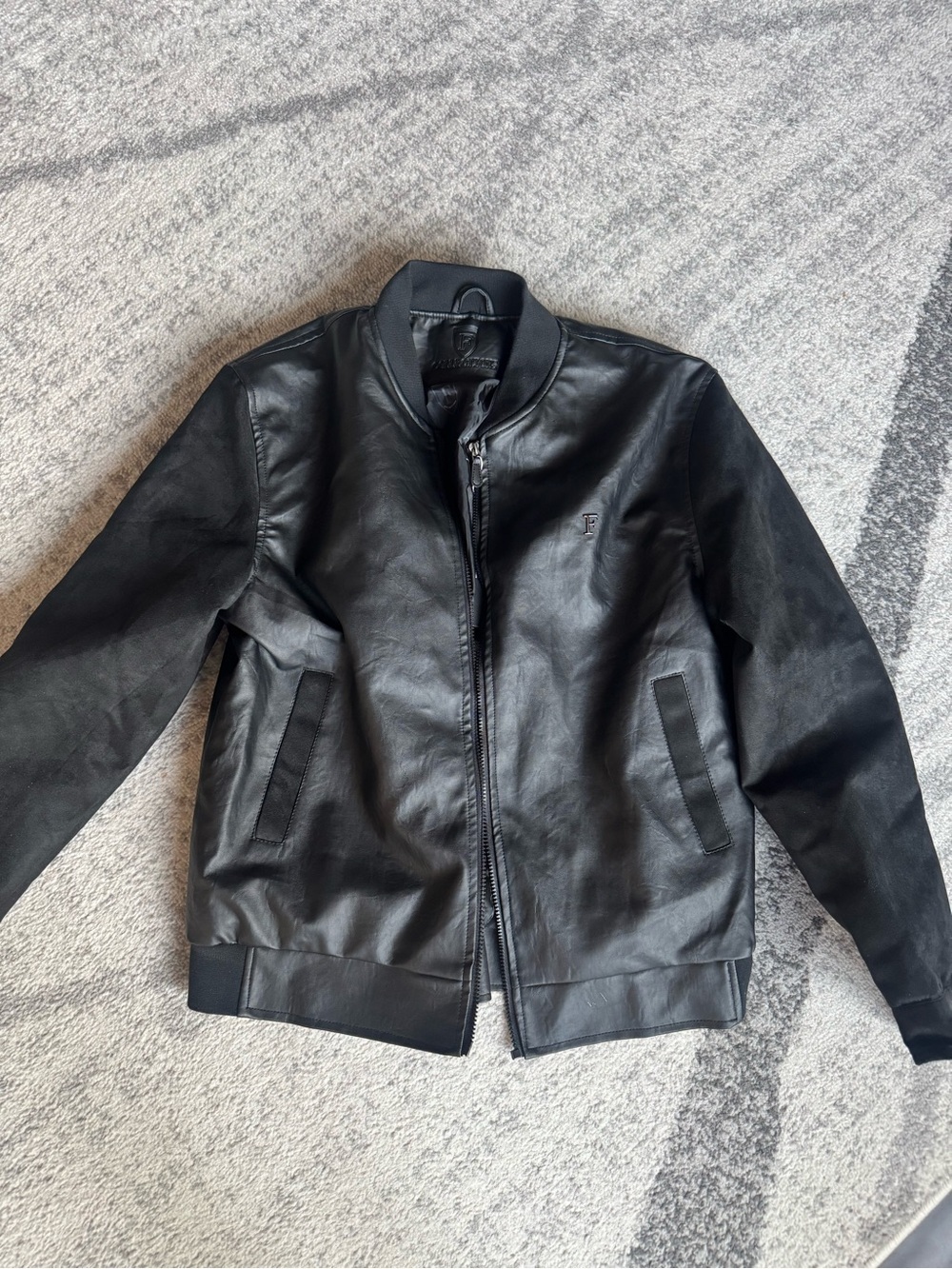 Men's Black Leather F Collection Jacket - Classic Leather Style